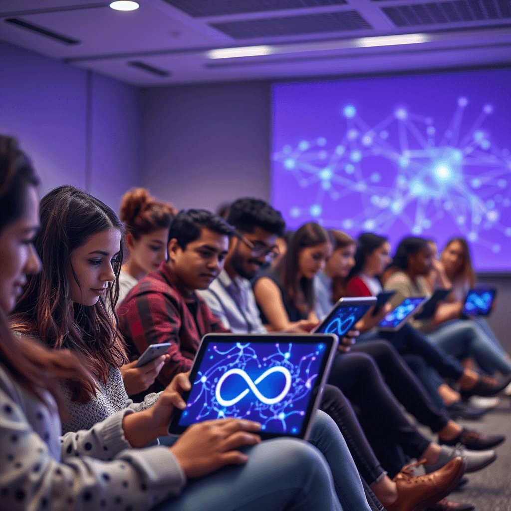 Students learning advanced technology courses at CogniDemia College with AI, Data Science, and Cybersecurity programs